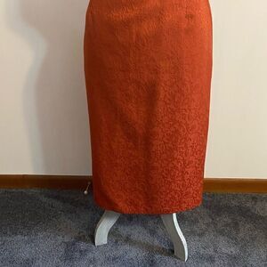 EY Signature Burnt Orange fully lined floral print pencil skirt, size 16